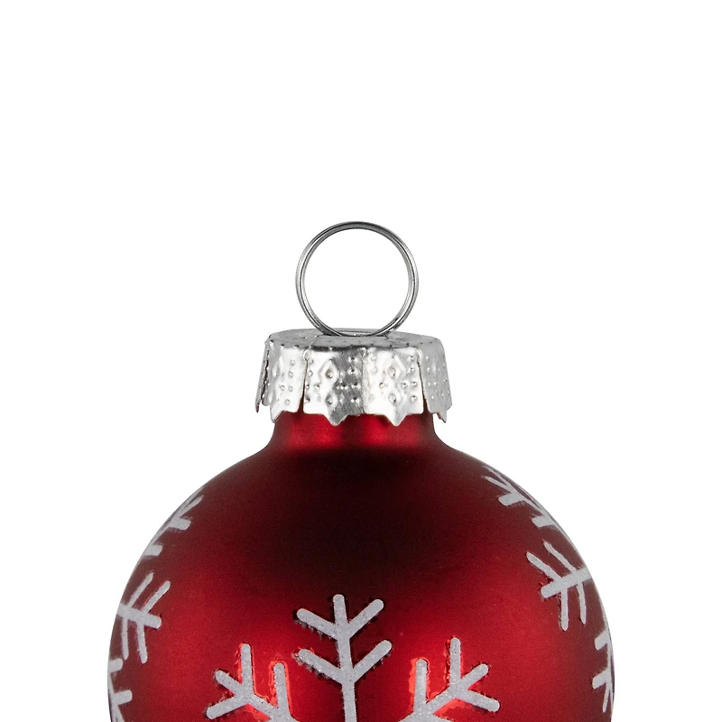 2" Red with Snowflake Accents Christmas Glass Ball Ornament Place Card Holders, 6 ct.