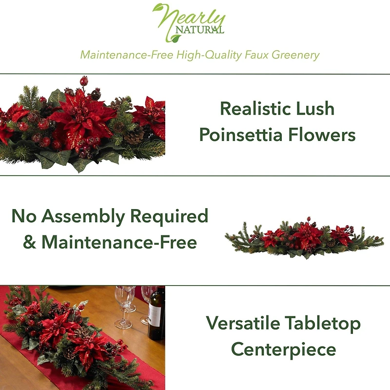 3ft. Red Poinsettia & Berry Centerpiece