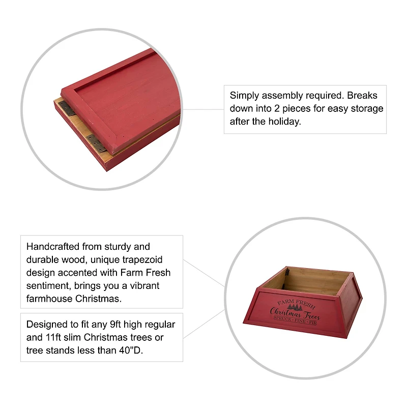 Glitzhome® 32" Red Trapezoid Farm Fresh Christmas Tree Collar