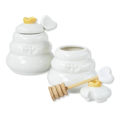 Kate Aspen® Bee Hive Ceramic Mini Honey Jar & Dipper Set, 2ct.
