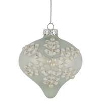 2ct. Pastel Green Icy Snowflakes Glass Onion Ornaments