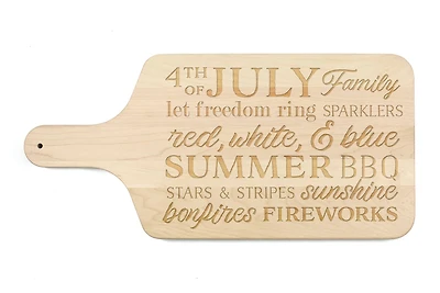 17" 4th of July Words Maple Paddle Cutting Board