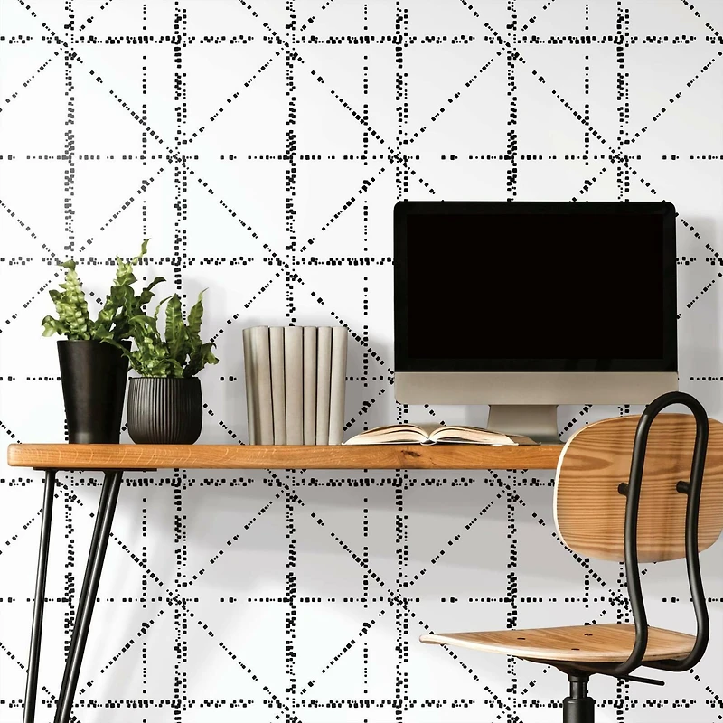 RoomMates Black Diamond Grid Specks Peel & Stick Wallpaper