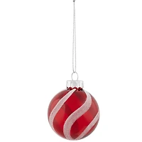 12ct. 1.75" 2-Finish Red & White Glass Ball Ornaments