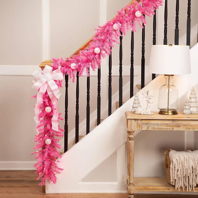 9ft. Pre-Lit Pink Spruce Christmas Garland