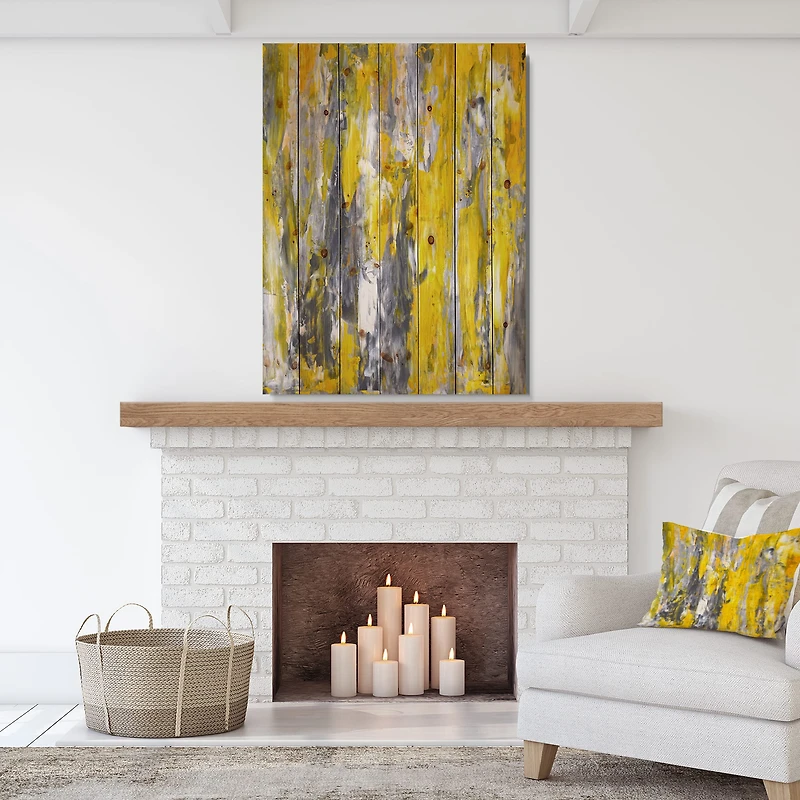 Designart - Grey and Yellow Abstract Pattern