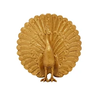 Gold Polystone Glam Peacock Sculpture, 12" x 12" x 5"