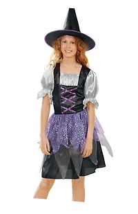 Medium Black & Purple Witch Girl's Costume