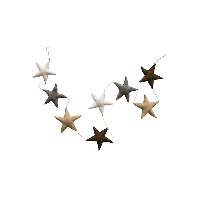 Hello Honey® 6ft. Multicolor Neutral Decorative Wool Felt Star Garland