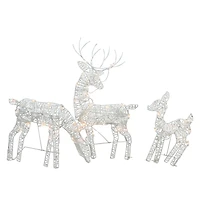 White Glittered Doe, Fawn & Reindeer Lighted Christmas Decoration