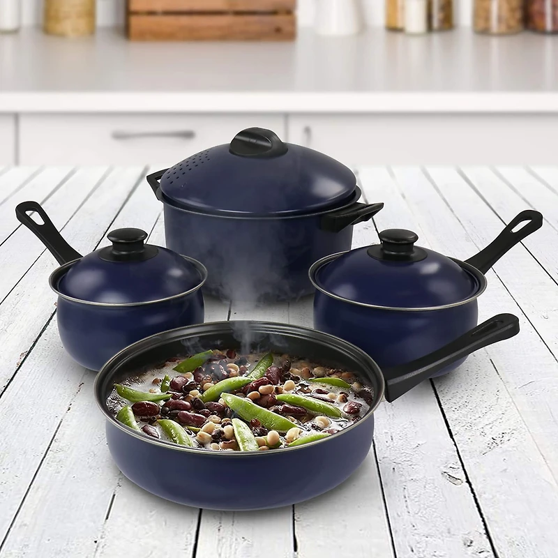 Gibson® Oceania 7 Piece Steel Cookware Set