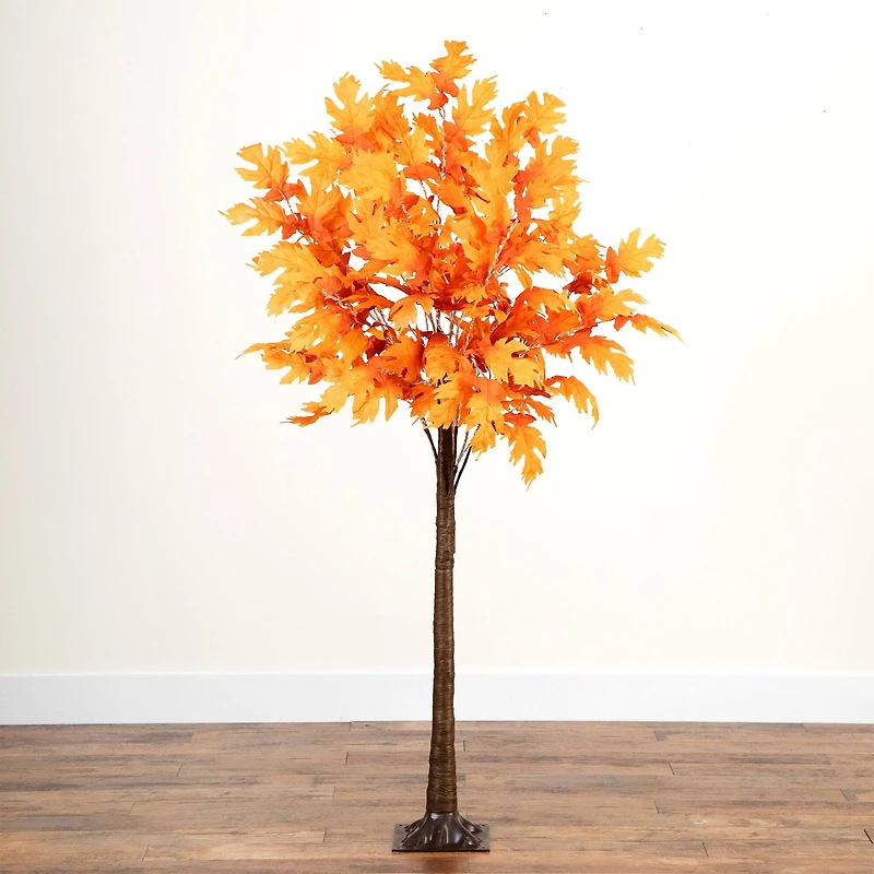 6ft. Pre-Lit Orange Autumn Maple Artificial Fall Tree