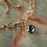 14K Gold Plated Gray Austrian Crystal Cushion Cut Charm by Bead Landing™