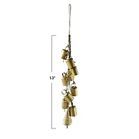 Hello Honey® 13" Gold Handmade Hanging Metal Bells on Jute Rope