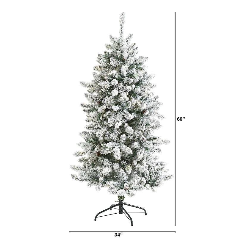 5ft. Unlit Flocked Livingston Fir Artificial Christmas Tree with Pine Cones