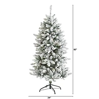 5ft. Unlit Flocked Livingston Fir Artificial Christmas Tree with Pine Cones