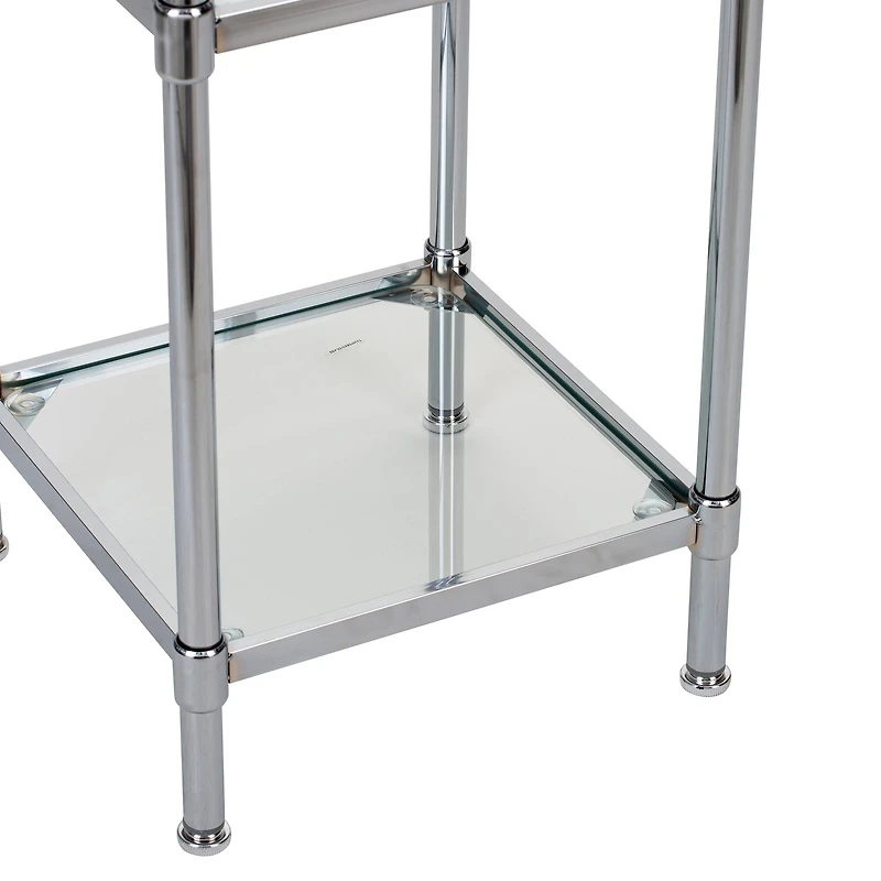 Organize It All Glacier 34" 3-Tier Freestanding Tempered Glass Shelving Tower