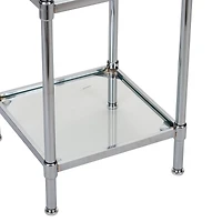 Organize It All Glacier 34" 3-Tier Freestanding Tempered Glass Shelving Tower