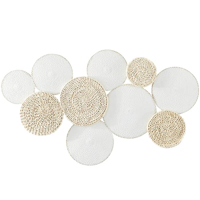The Novogratz White Metal Rope Design Plate Wall Decor with Textured Pattern 44" x 1" x 26"