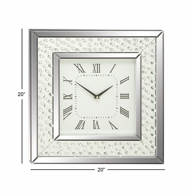 Silver Glam Wood Wall Clock, 20" x 20"