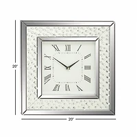 Silver Glam Wood Wall Clock, 20" x 20"
