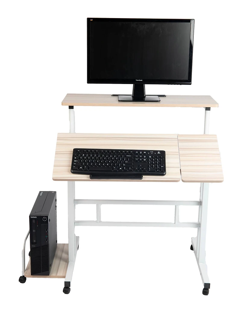 Mind Reader Woodland Collection White Adjustable Mobile Sit & Stand Laptop Desk