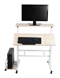 Mind Reader Woodland Collection White Adjustable Mobile Sit & Stand Laptop Desk