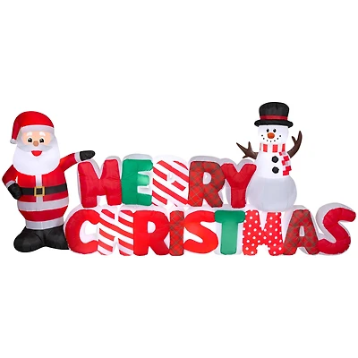 5ft. Airblown® Inflatable Merry Christmas Sign with Santa & Snowman