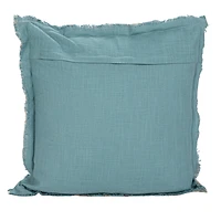 Hello Honey® 20" Blue & Brown Striped Woven Linen Fringed Pillow