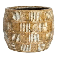 Hello Honey® 9.5" Brown Embossed Crackle Terra Cotta Planter