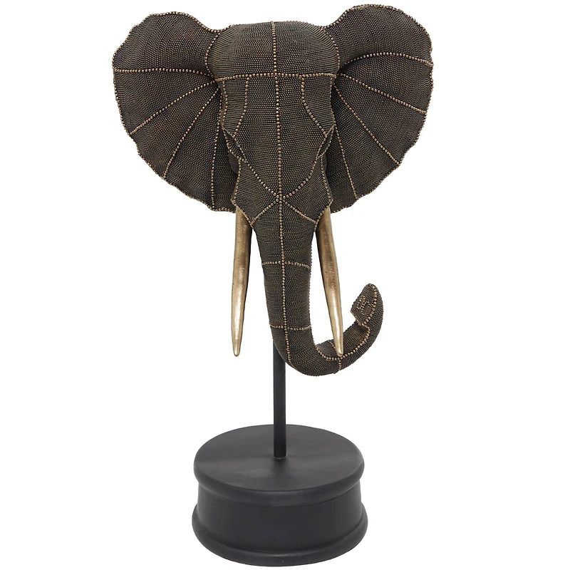 27" Black Polystone Elephant Sculpture