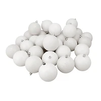 60ct. 2.5" 4-Finish Winter White Shatterproof Ball Ornaments