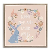 Stupell Industries Bunny Kisses Easter Wishes Floater Framed Art