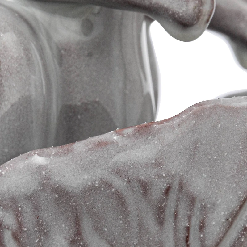 Hello Honey® 8" White Stoneware Rabbit Figurine with Flower Shaped Bowl