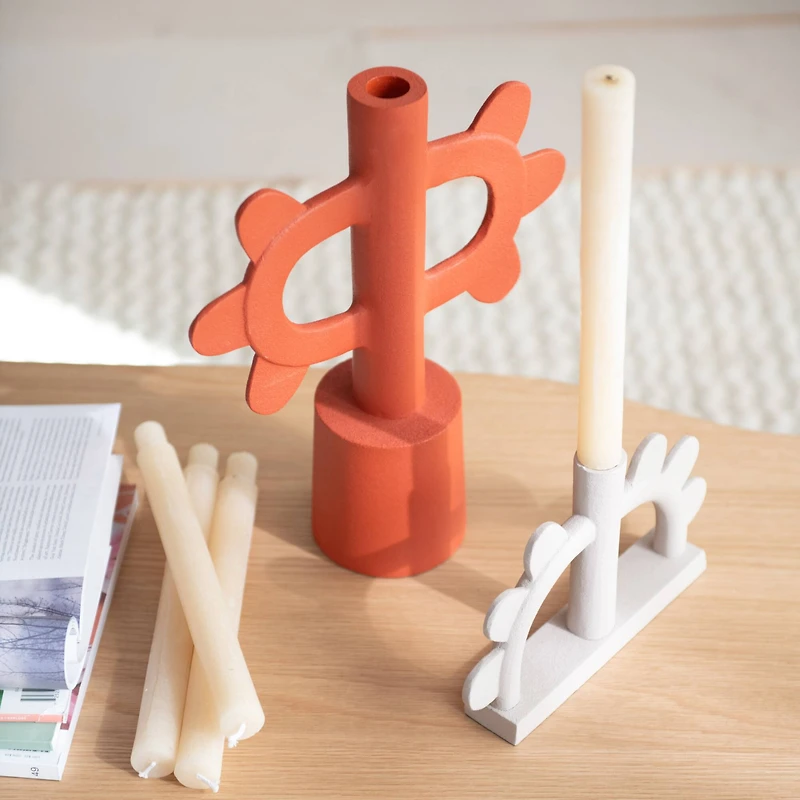 Hello Honey® 9" White Scalloped Taper Candle Holder