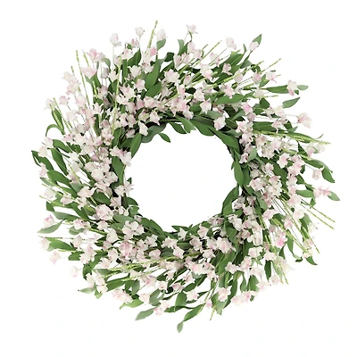 24" Artificial Pea Blossom Floral White Spring Wreath