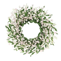24" Artificial Pea Blossom Floral White Spring Wreath