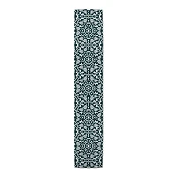Folk Floral Teal 16" x 72" Cotton Twill Runner
