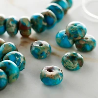 12 Pack:  Aqua Serpentine Rondelle Beads, 8mm by Bead Landing™