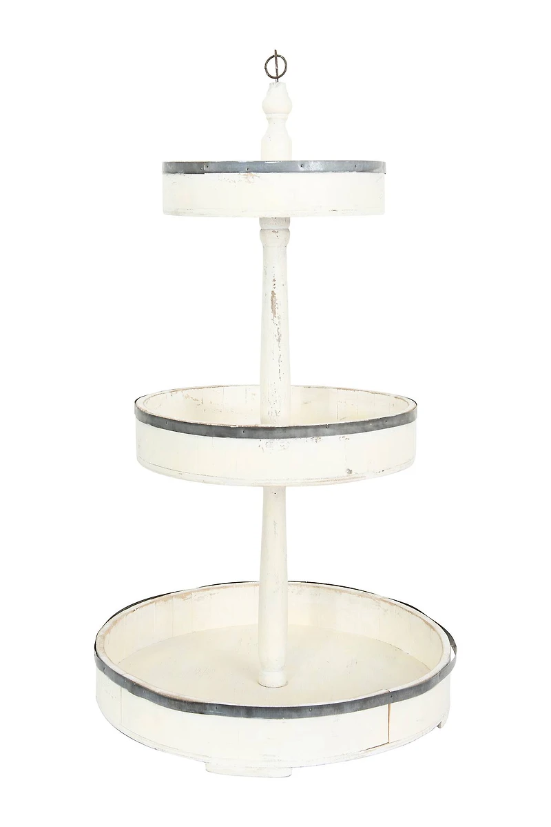 Hello Honey® 26.5" Decorative Wood & Tin 3 Tier Tray