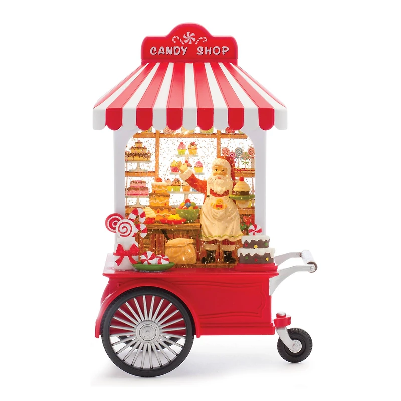 10.75" LED Snow Globe Santa's Candy Stand