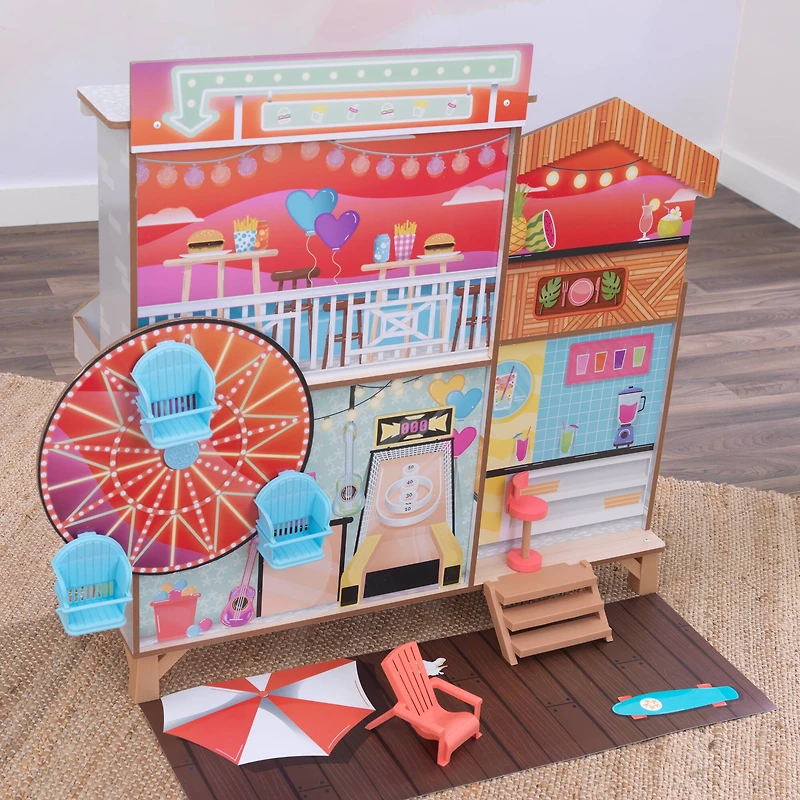 KidKraft Ferris Wheel Fun Beach House Wooden 360-Play Dollhouse