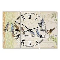 Designart Birds Gathered On Wire Paris III Multipanel Wall Clock