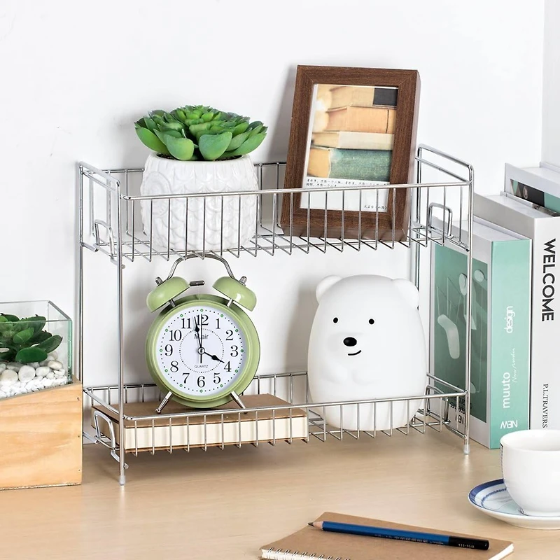 NEX™ Silver 2-Tier Standing Rack Countertop Storage Organizer