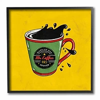 Stupell Industries Mr. Coffee Comic Book Wall Art in Black Frame