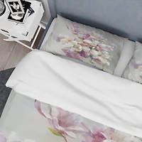 Designart 'Pink Magnolia Flowers' Shabby Bedding Set