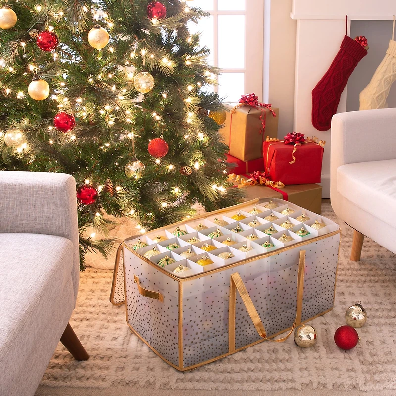 Simplify Gold & White 128ct. Ornament Storage Organizer