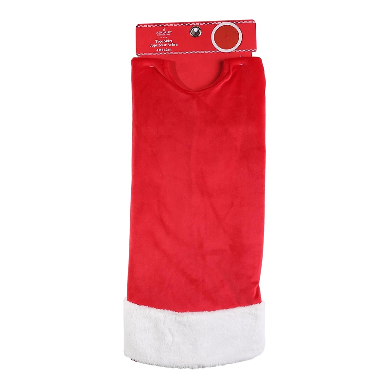 4ft. Classic Red Tree Skirt with White Faux Fur by Ashland®