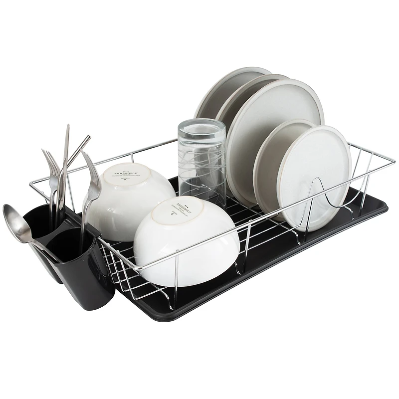 Kitchen Details 3-Piece Chrome Dish Rack with Tray