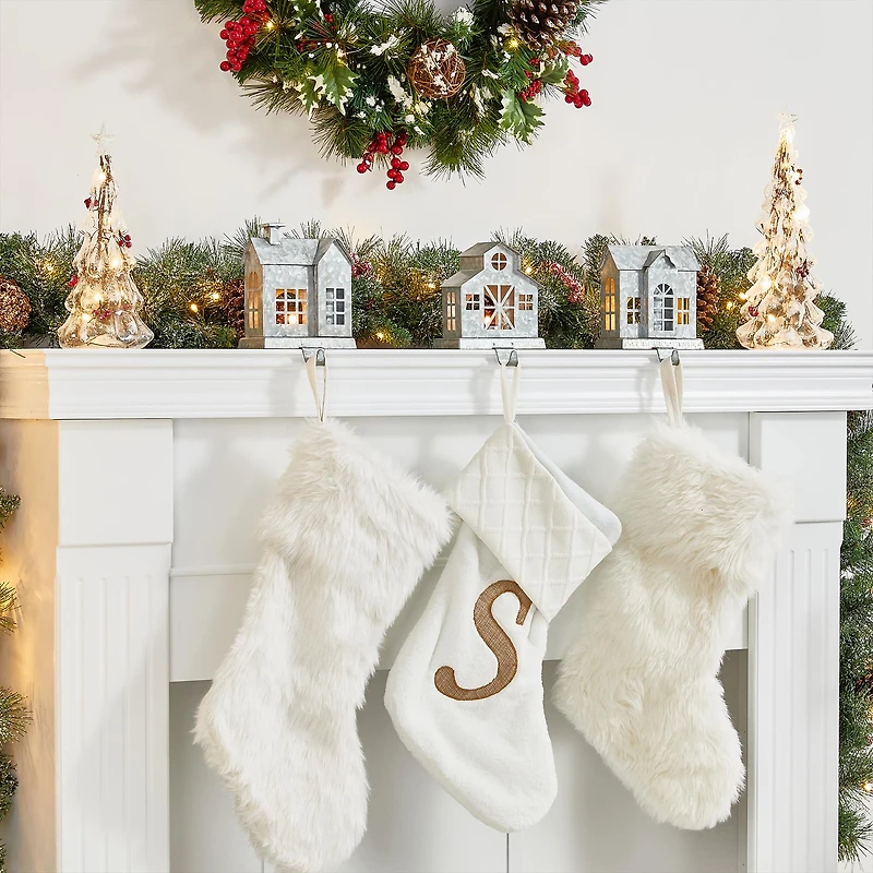 Glitzhome® 7" Galvanized House Stocking Holder Set